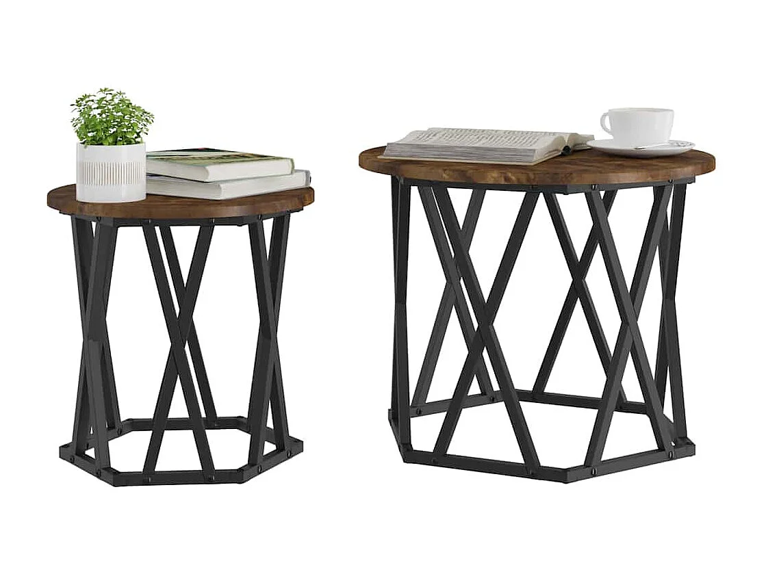 Table d'appoint 2 pièces Chêne fumé 50 x 50 x 40 cm