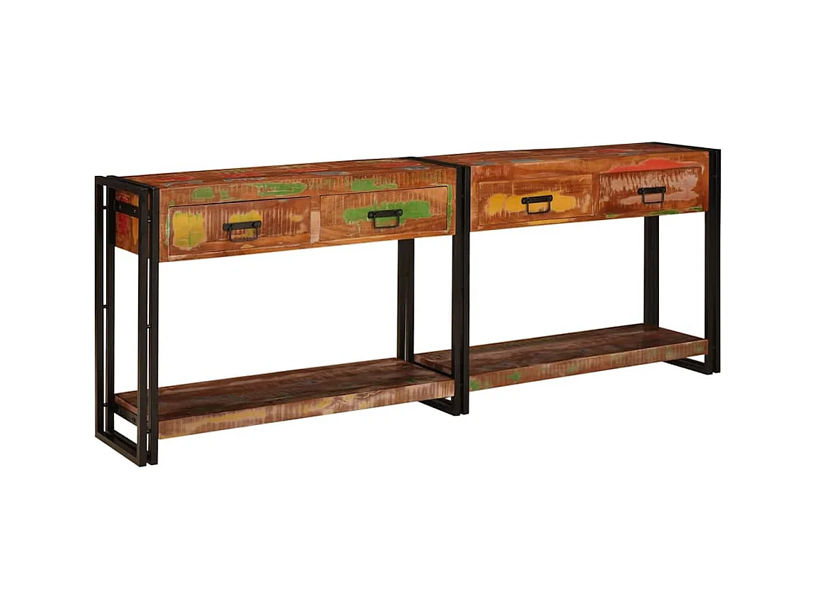 Tables d'appoint 2 pièces Multicolore Bois massif de récupération