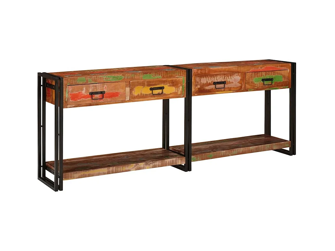 Wandtafels met lade 2 pcs Multikleur Massief gerecycled hout