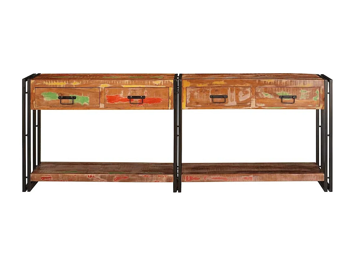 Wandtafels met lade 2 pcs Multikleur Massief gerecycled hout