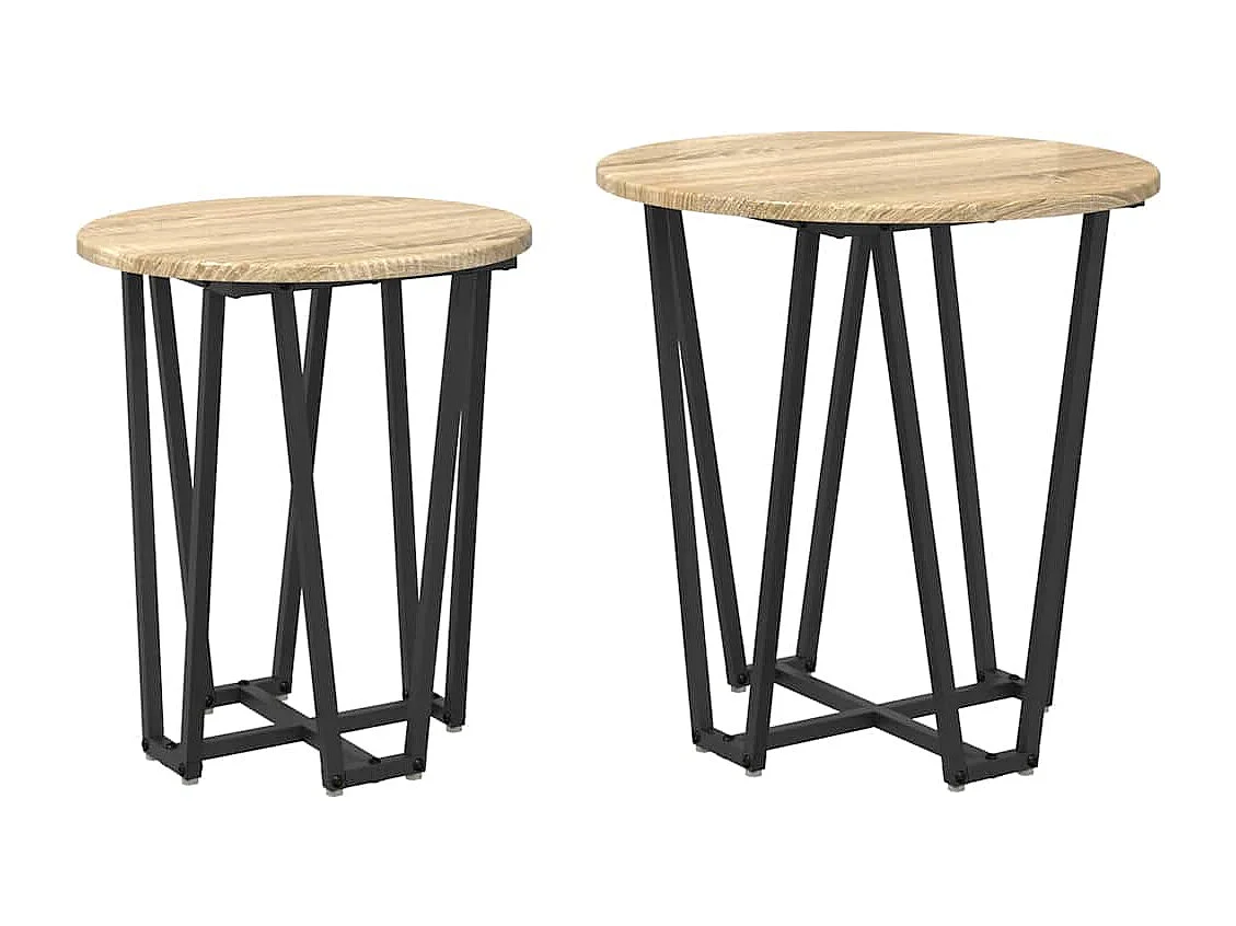 Conjunto de mesas auxiliares 2 piezas Roble Sonoma y Negro