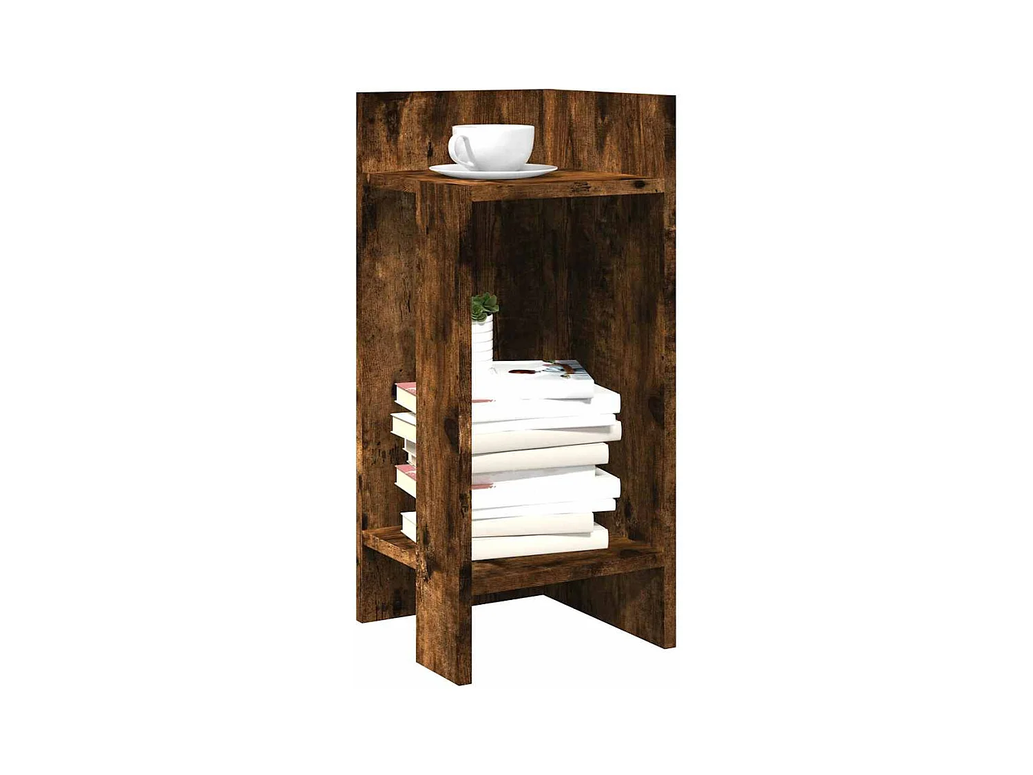 Bijzettafels 2 st met plank 25,5x27x60 cm gerookt eikenkleurig