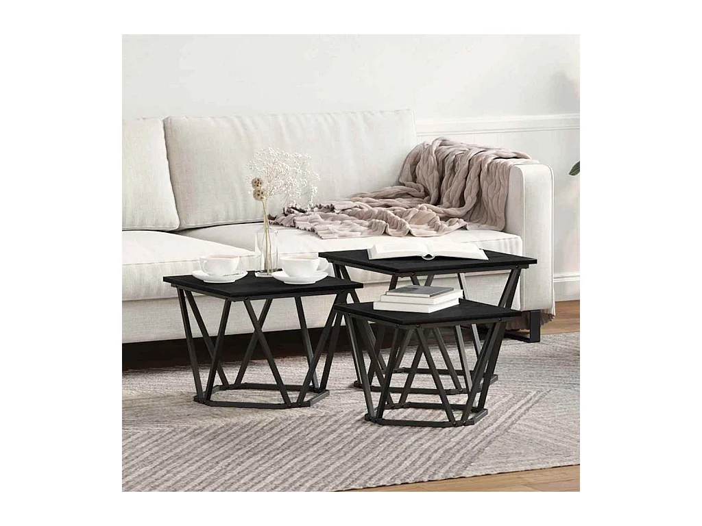 Table basse 3 pièces Chêne noir 50 x 50 x 40 cm
