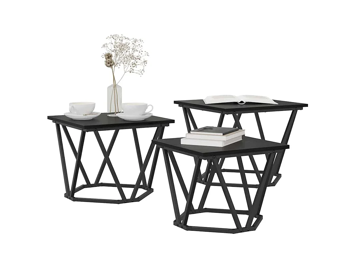 Table basse 3 pièces Chêne noir 50 x 50 x 40 cm