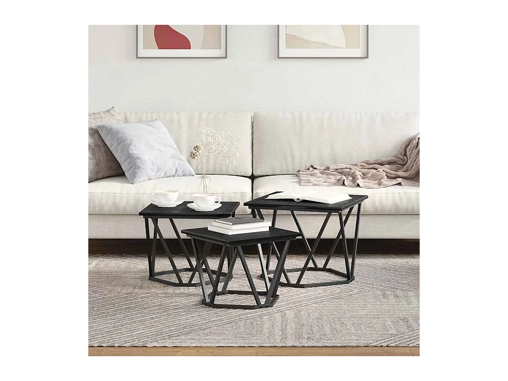 Table basse 3 pièces Chêne noir 50 x 50 x 40 cm