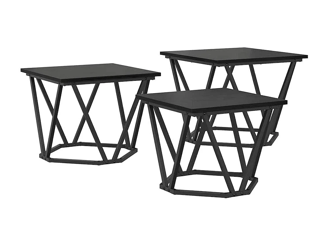 Table basse 3 pièces Chêne noir 50 x 50 x 40 cm