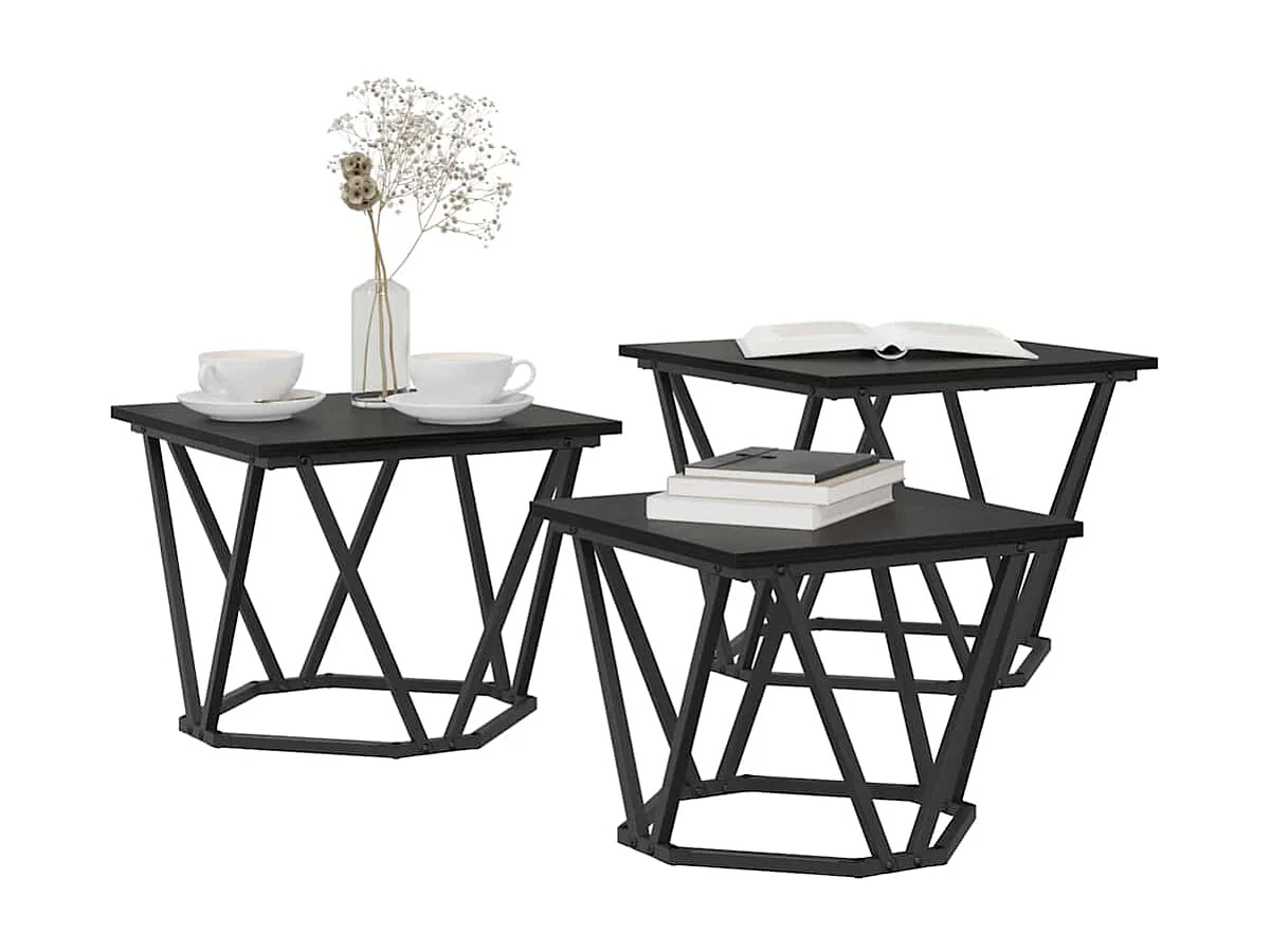 Table basse 3 pièces Chêne noir 50 x 50 x 40 cm