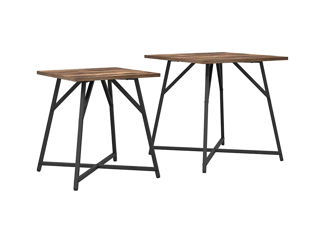 Ensemble de tables d'appoint 2 pièces Chêne fumé et noir