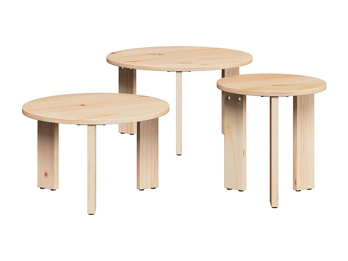 Mesa de Café 3 piezas Natural 47.5 x 47.5 x 27 cm