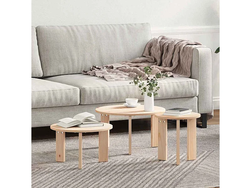 Mesa de Café 3 piezas Natural 47.5 x 47.5 x 27 cm