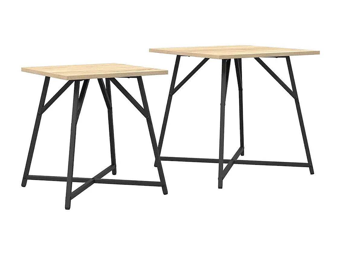 Ensemble de tables d'appoint 2 pièces Chêne Sonoma et noir