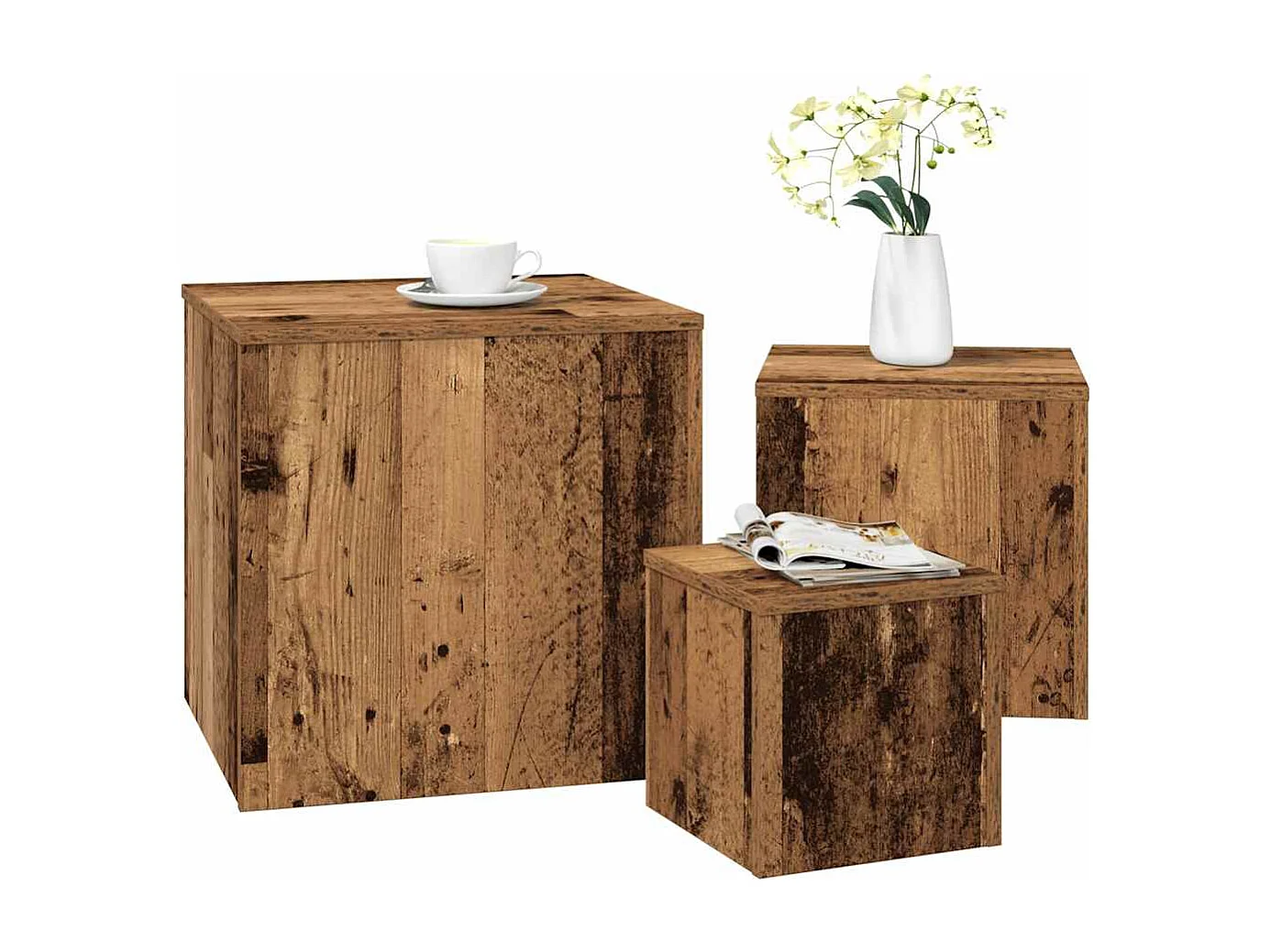 Tables d'appoint 3 pièces chêne artisanal bois d'ingénierie