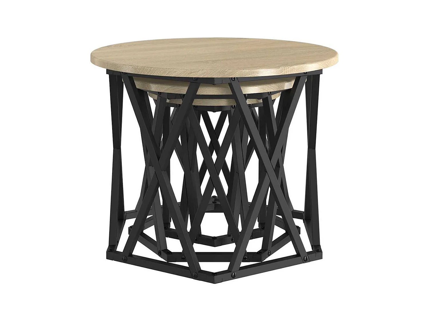 Table d'appoint empilable 3 pièces Chêne sonoma 53 x 53 x 40 cm