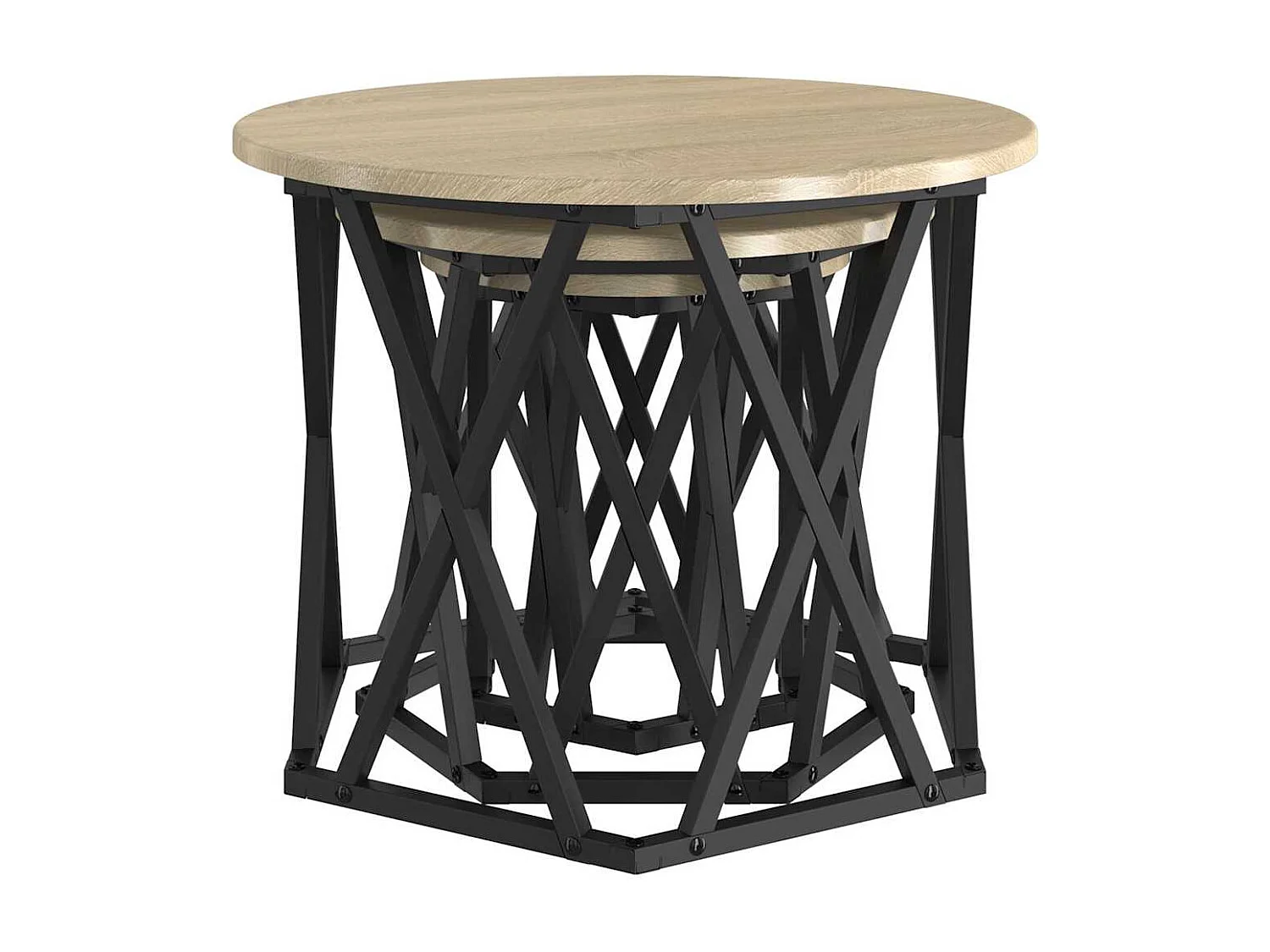 Mesa Lateral Nido 3 piezas Roble Sonoma 53 x 53 x 40 cm