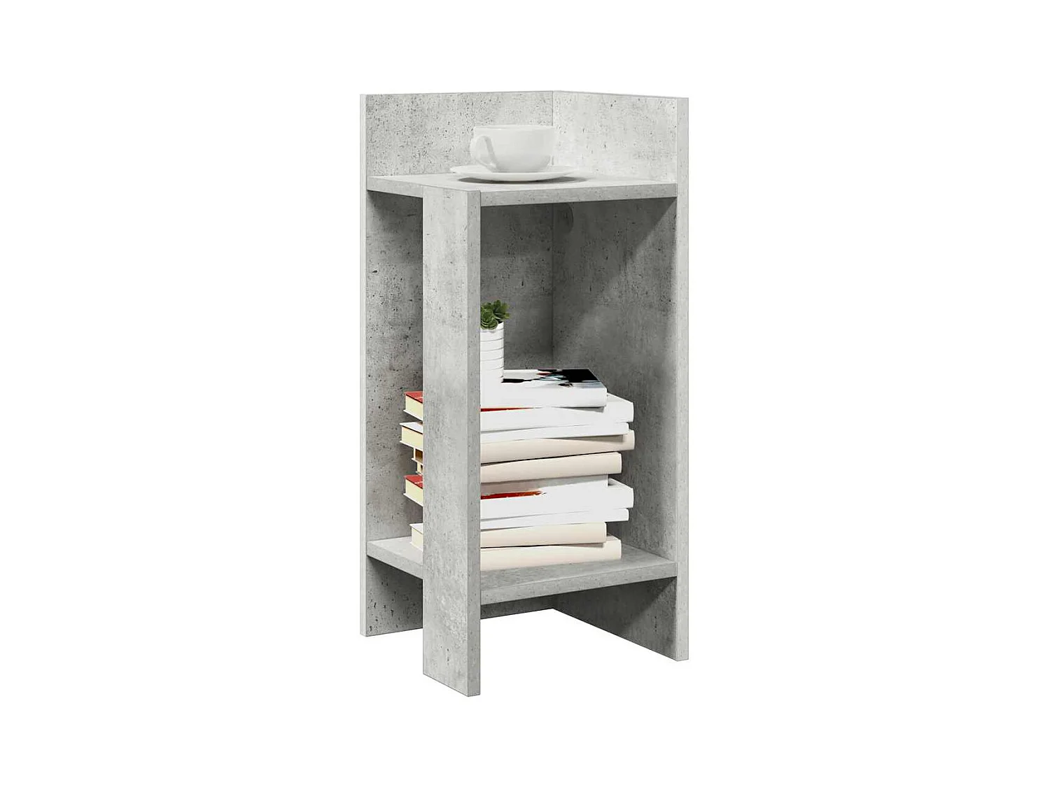 Tables d'appoint 2 pièces avec étagère gris béton 25,5x27x60 cm