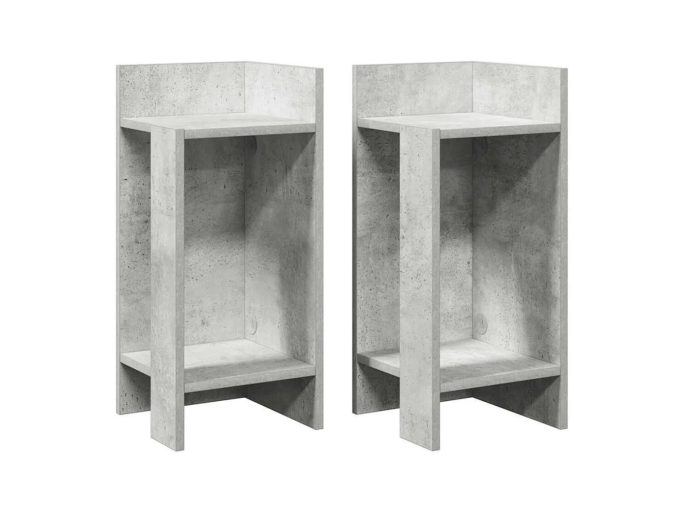 Tables d'appoint 2 pièces avec étagère gris béton 25,5x27x60 cm