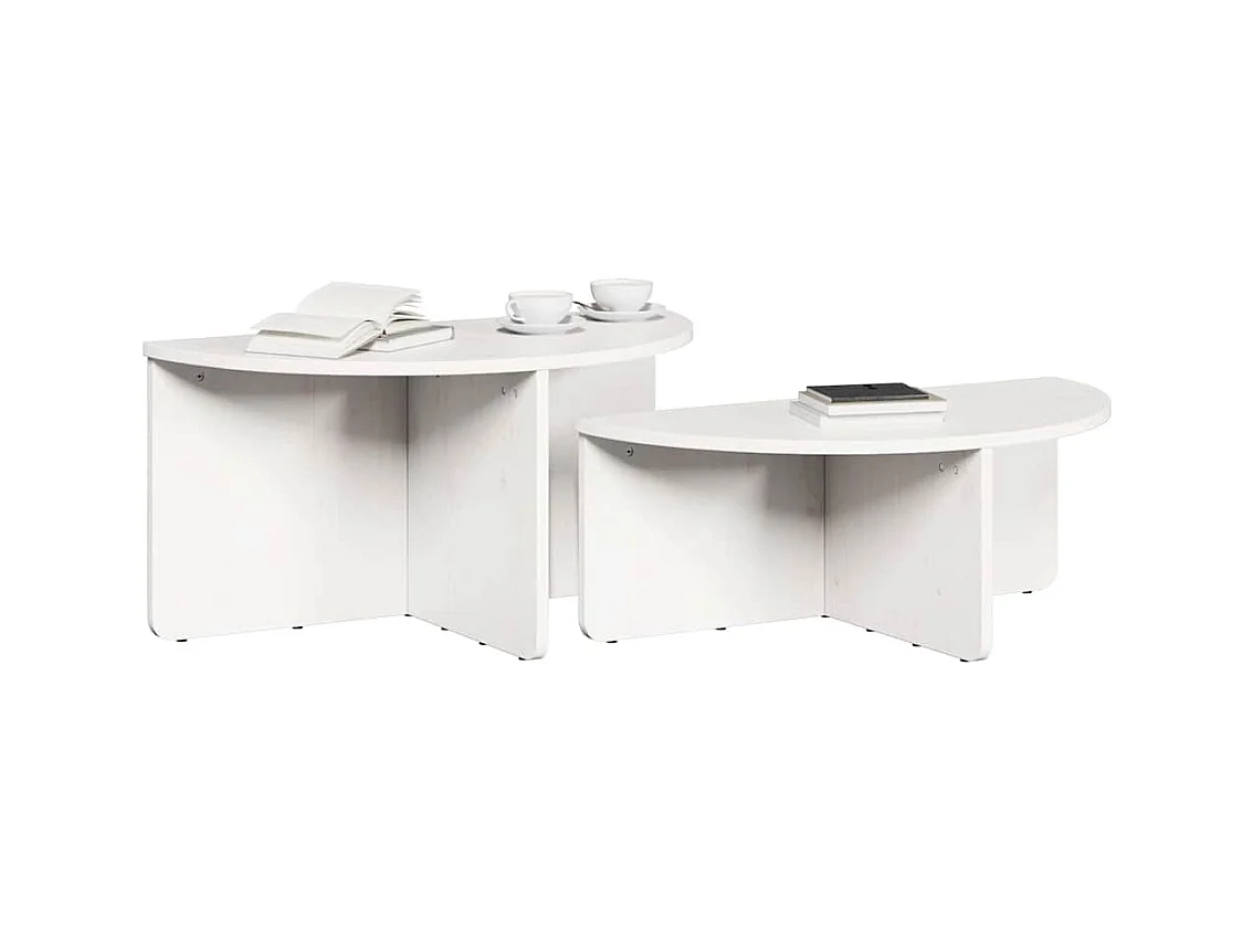 Table basse 2 pièces Blanc 79 x 39,5 x 40 cm Bois massif en pin