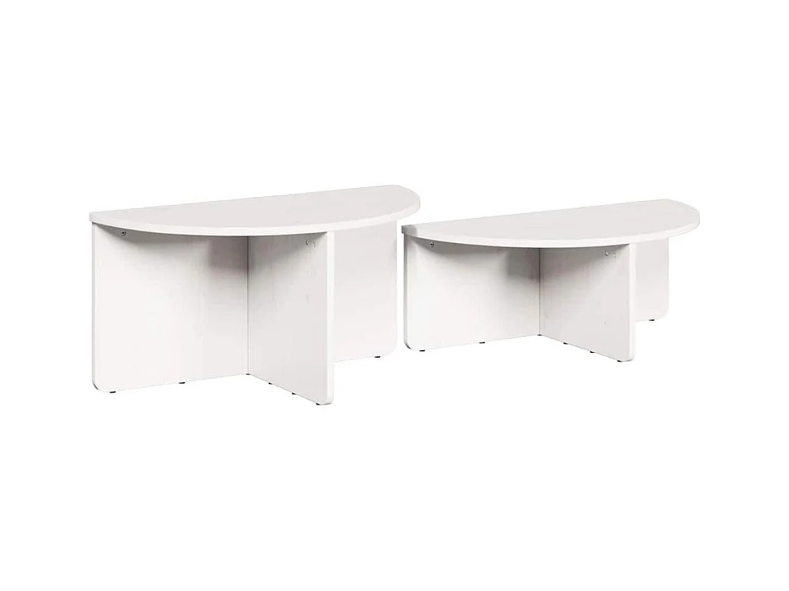 Table basse 2 pièces Blanc 79 x 39,5 x 40 cm Bois massif en pin