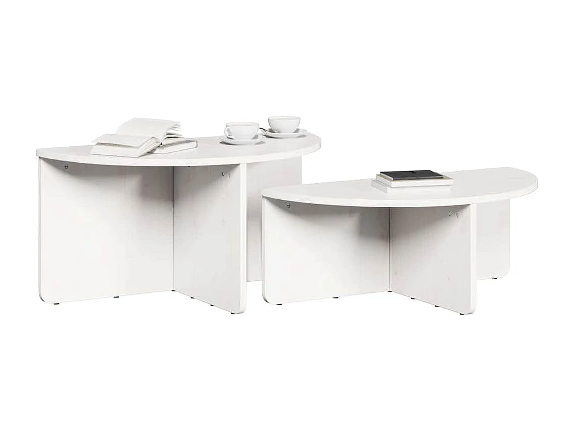 Table basse 2 pièces Blanc 79 x 39,5 x 40 cm Bois massif en pin