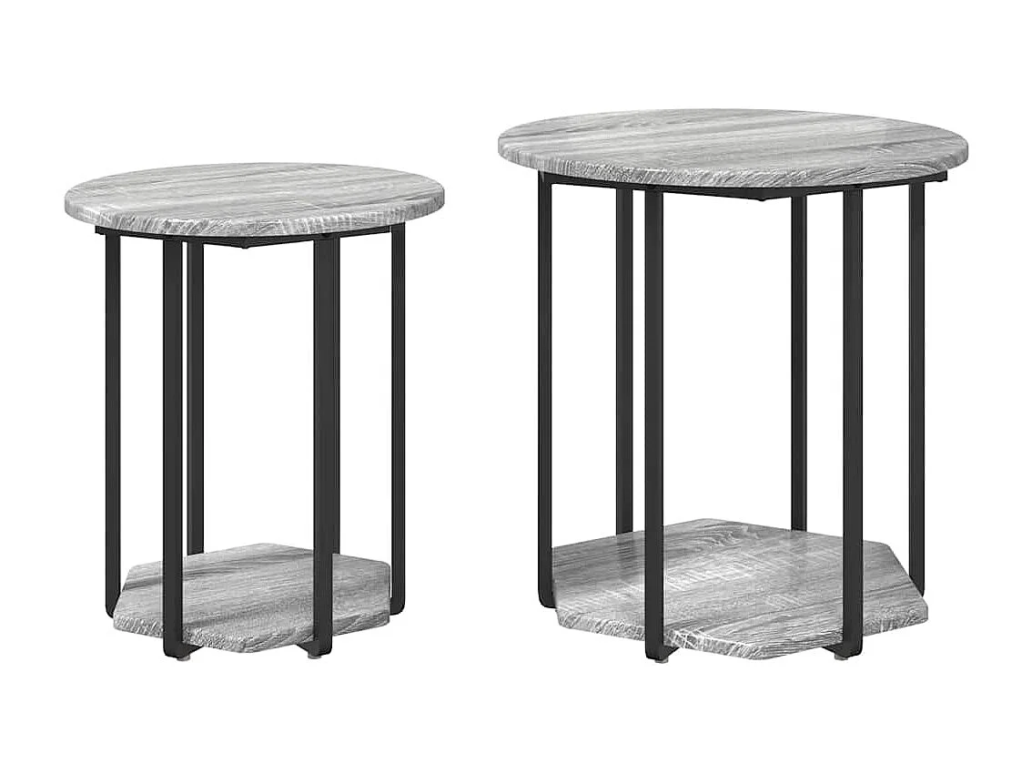 Ensemble de tables d'appoint 2 pièces Gris sonoma et Noir