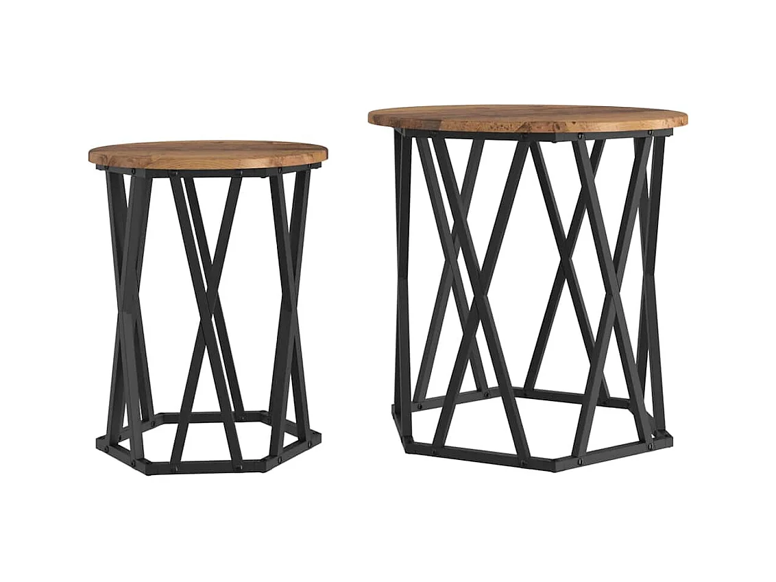 Table basse 2 pièces Bois ancien 50 x 50 x 50 cm