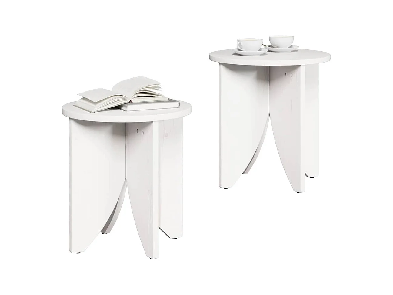 Table basse 2 pièces Blanc 41,5 x 41,5 x 44 cm Bois massif en pin