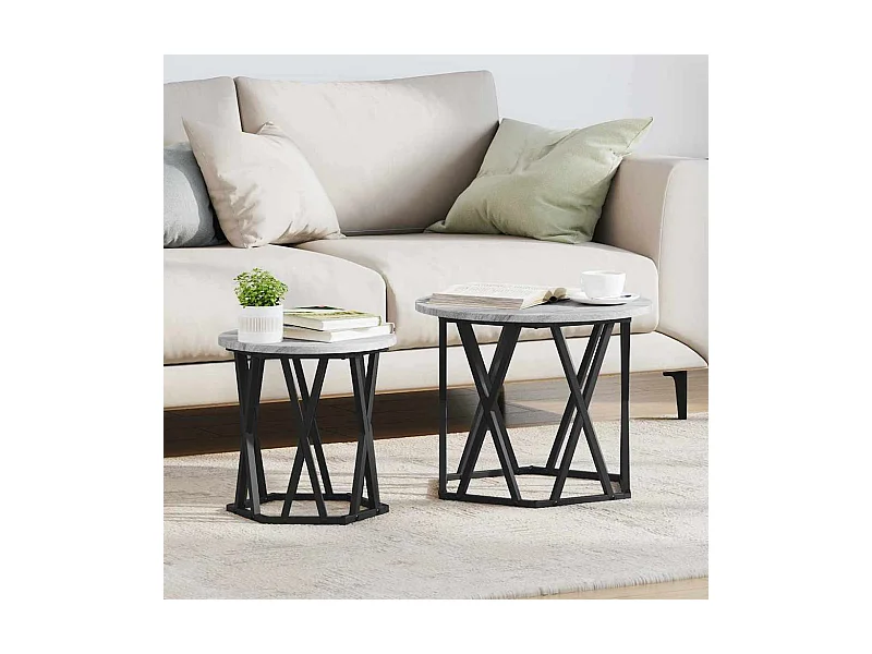 Mesa lateral 2 piezas Gris sonoma 50 x 50 x 40 cm