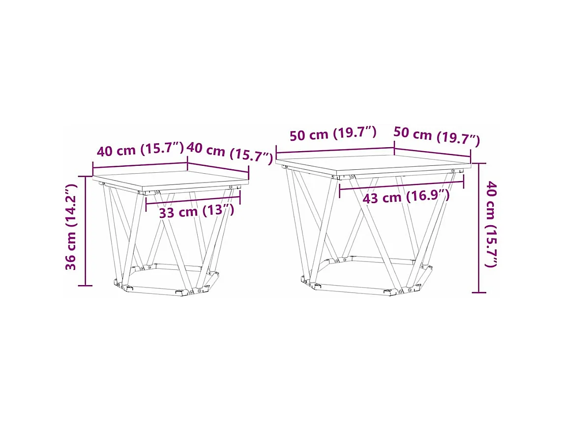 Ensemble de tables d'appoint 2 pièces chêne artisanal