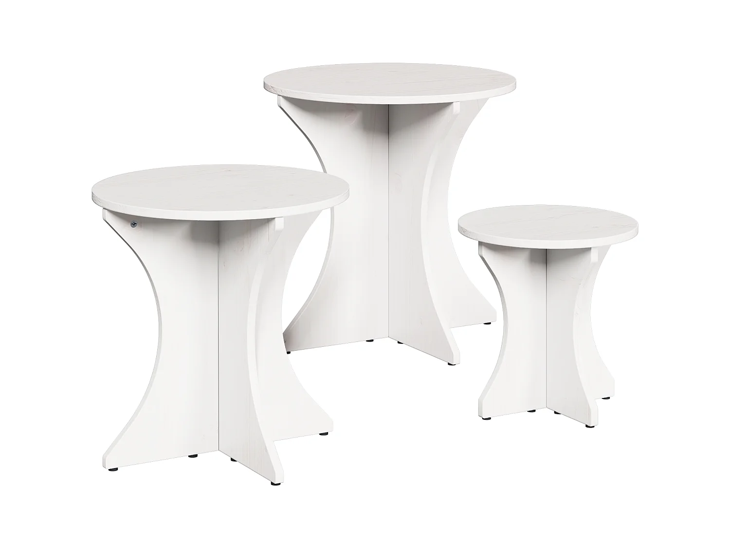 Table basse 3 pièces Blanc 46 x 46 x 47 cm Bois massif en pin