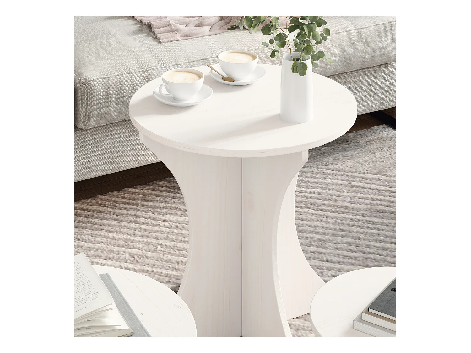 Table basse 3 pièces Blanc 46 x 46 x 47 cm Bois massif en pin