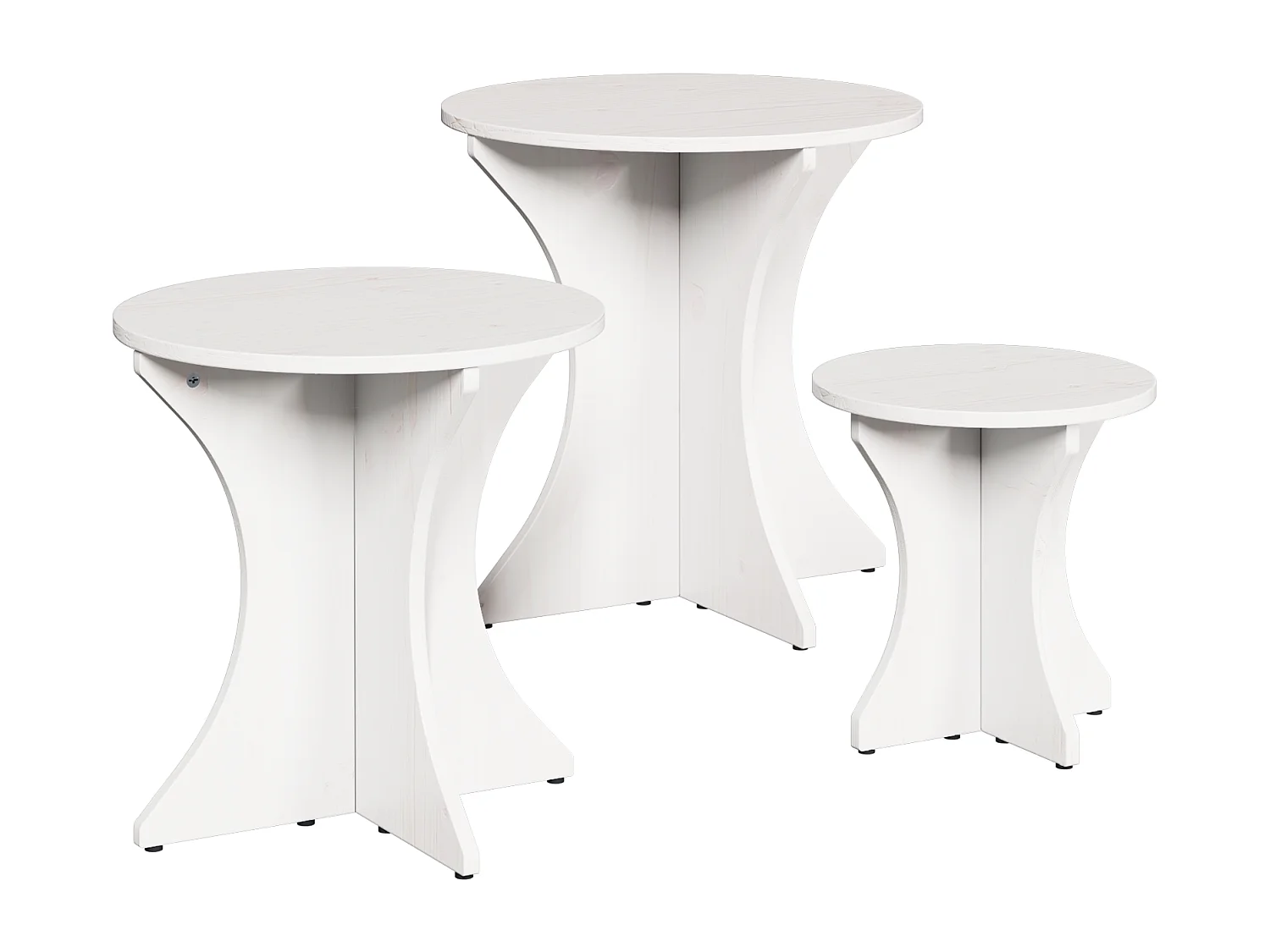 Table basse 3 pièces Blanc 46 x 46 x 47 cm Bois massif en pin