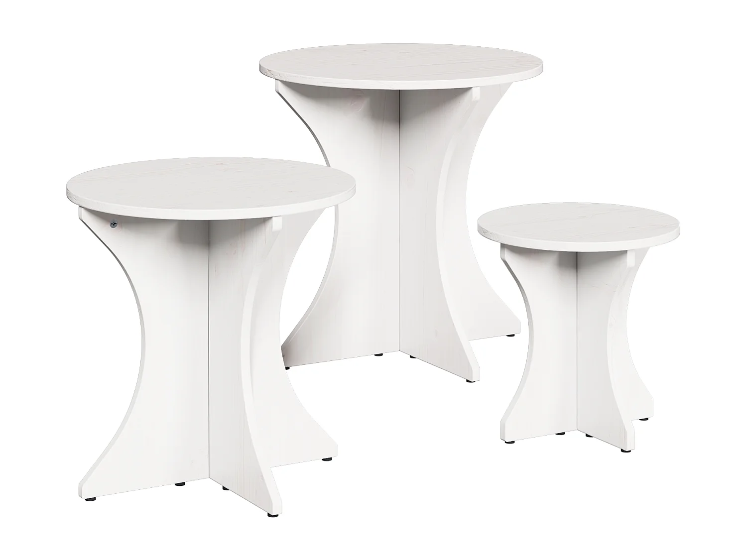 Table basse 3 pièces Blanc 46 x 46 x 47 cm Bois massif en pin