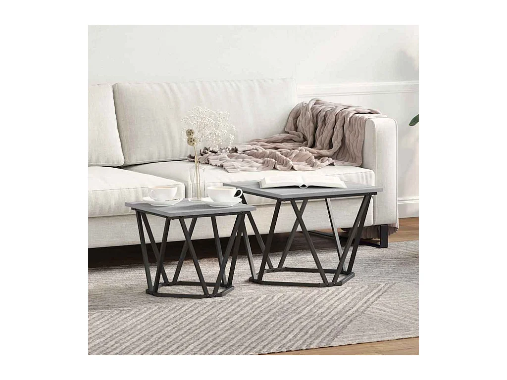 Ensemble de tables d'appoint 2 pièces Sonoma gris 50 x 50 x 40 cm