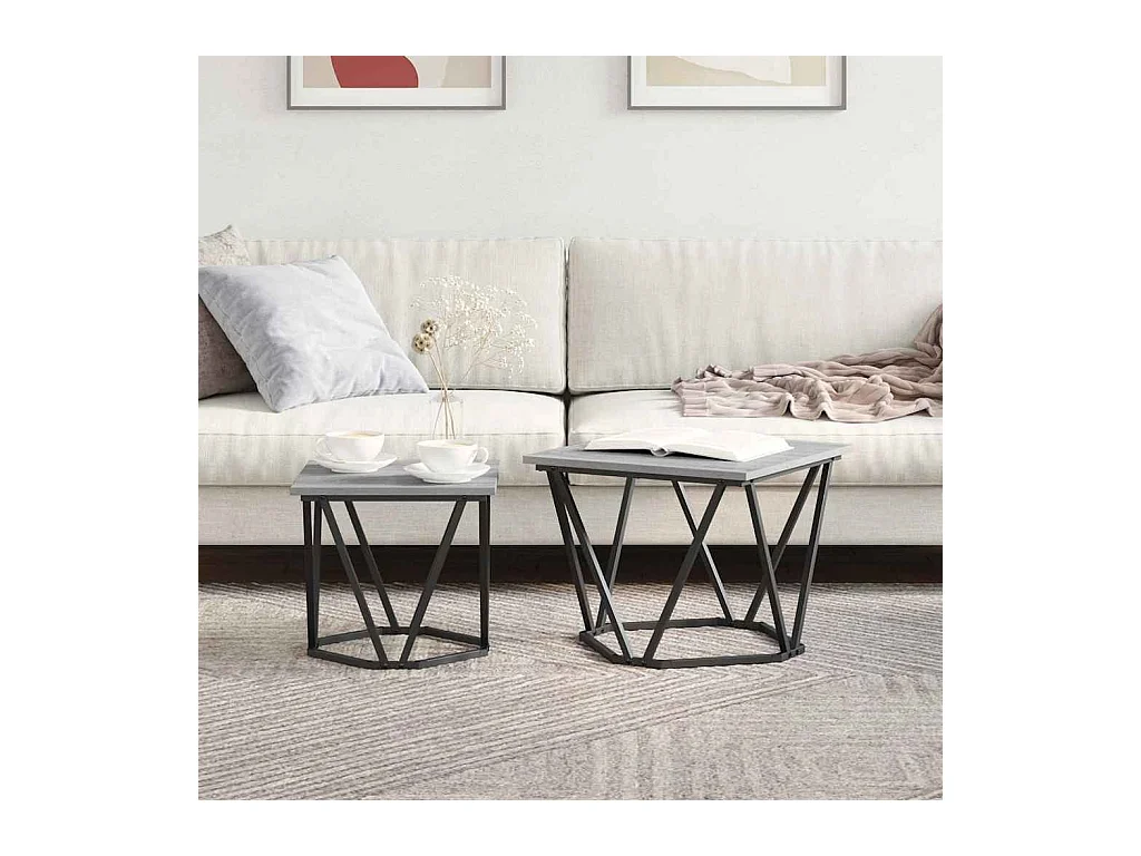 Ensemble de tables d'appoint 2 pièces Sonoma gris 50 x 50 x 40 cm