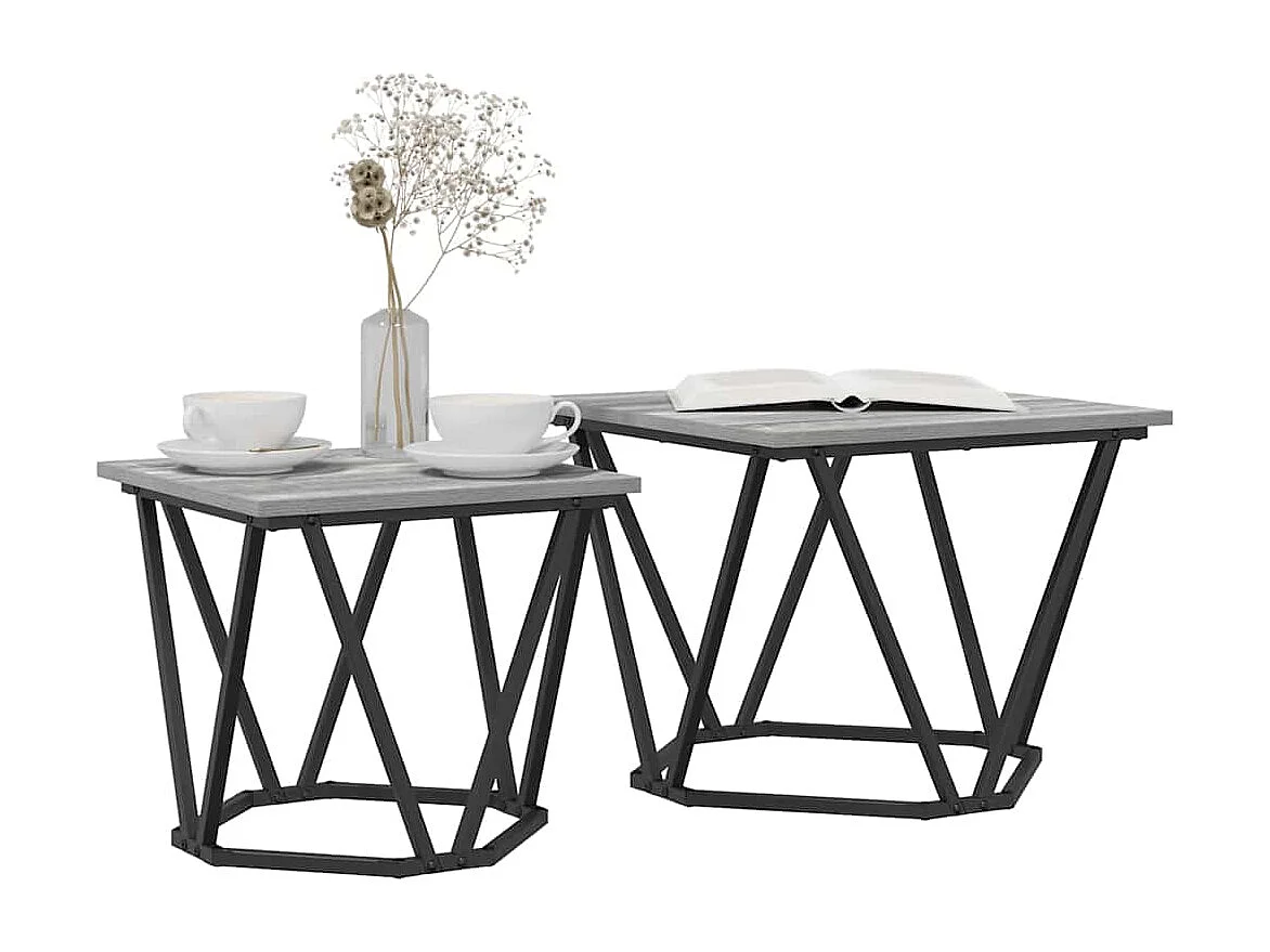 Ensemble de tables d'appoint 2 pièces Sonoma gris 50 x 50 x 40 cm