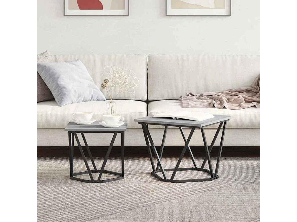 Ensemble de tables d'appoint 2 pièces Sonoma gris 50 x 50 x 40 cm