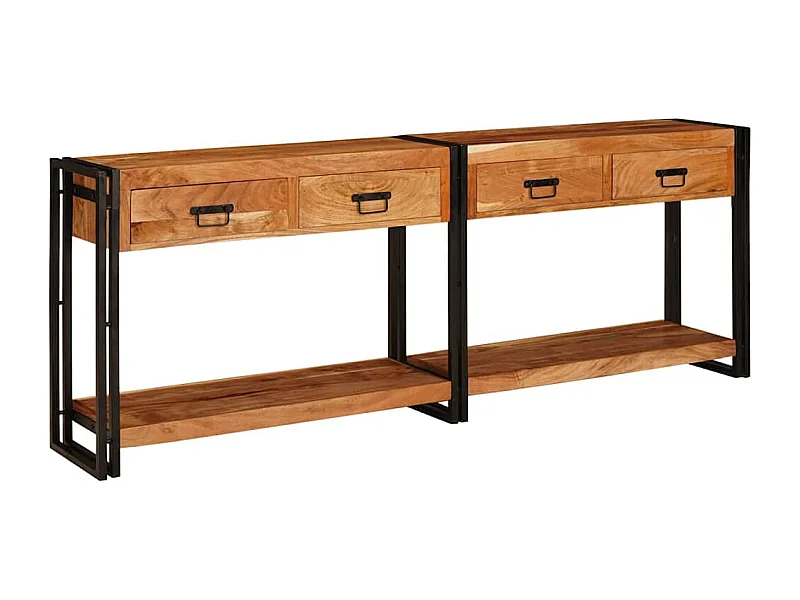 Wandtafels 2 pcs Bruin 200 x 33 x 75 cm Massief acaciahout