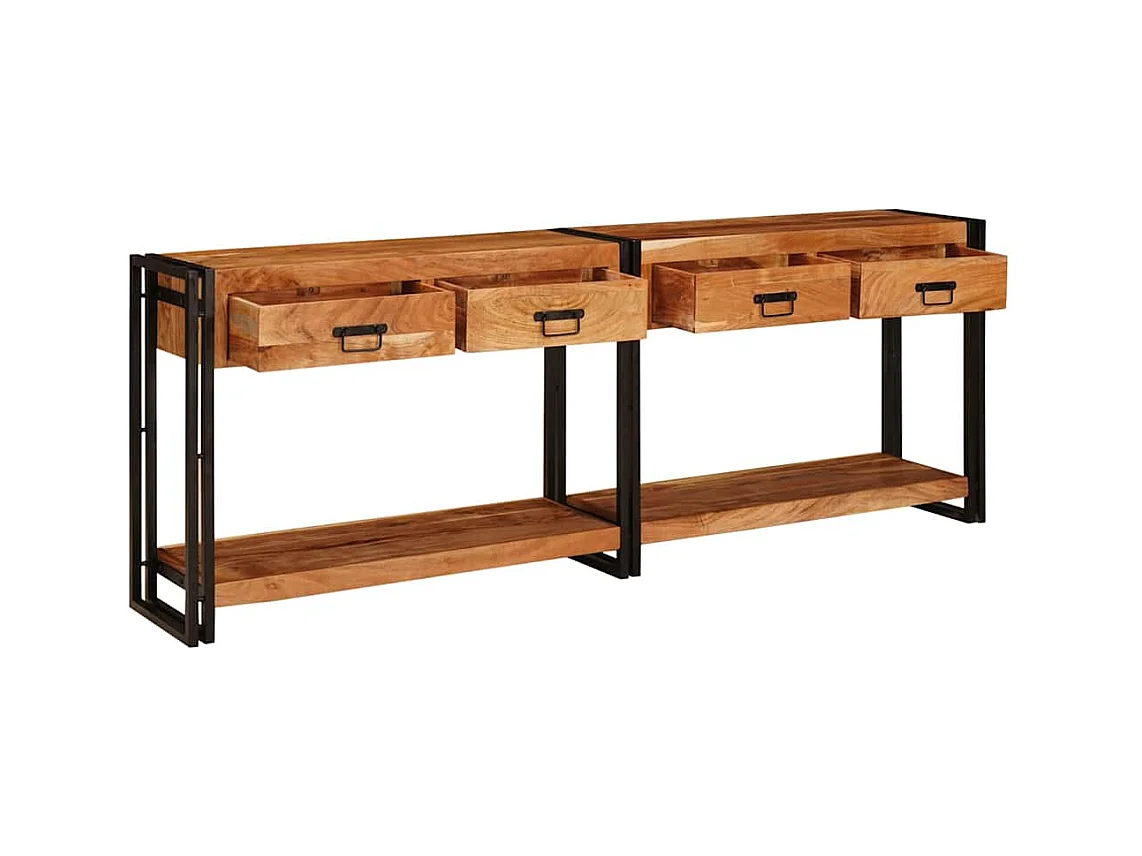 Tables d'appoint avec tiroir 2 pièces Marron Bois d'acacia massif