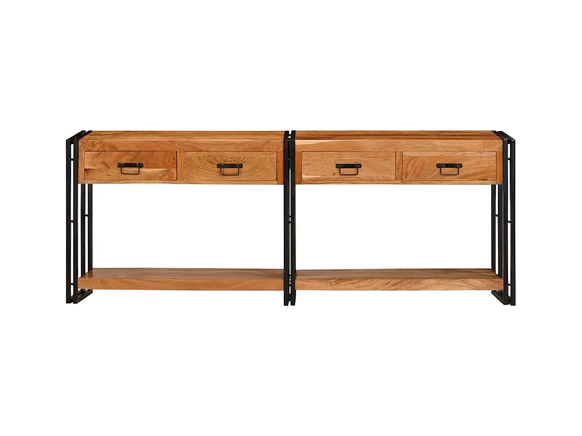 Tables d'appoint avec tiroir 2 pièces Marron Bois d'acacia massif