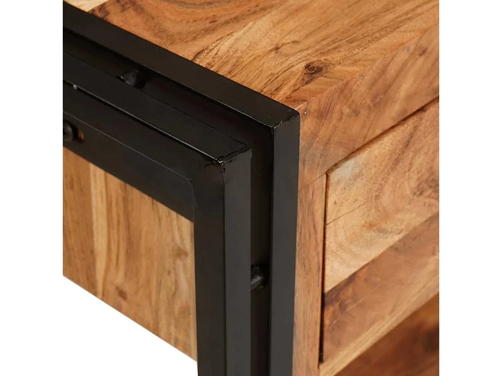 Tables d'appoint avec tiroir 2 pièces Marron Bois d'acacia massif