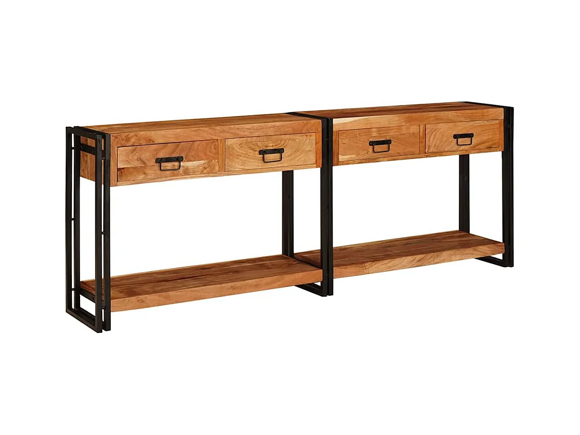 Wandtafels 2 pcs Bruin 200 x 33 x 75 cm Massief acaciahout