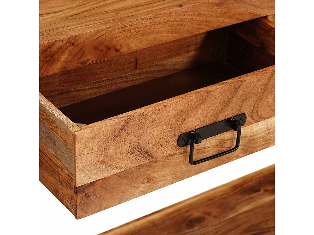 Mesas consola con cajón 2 piezas Marrón Madera maciza de Acacia