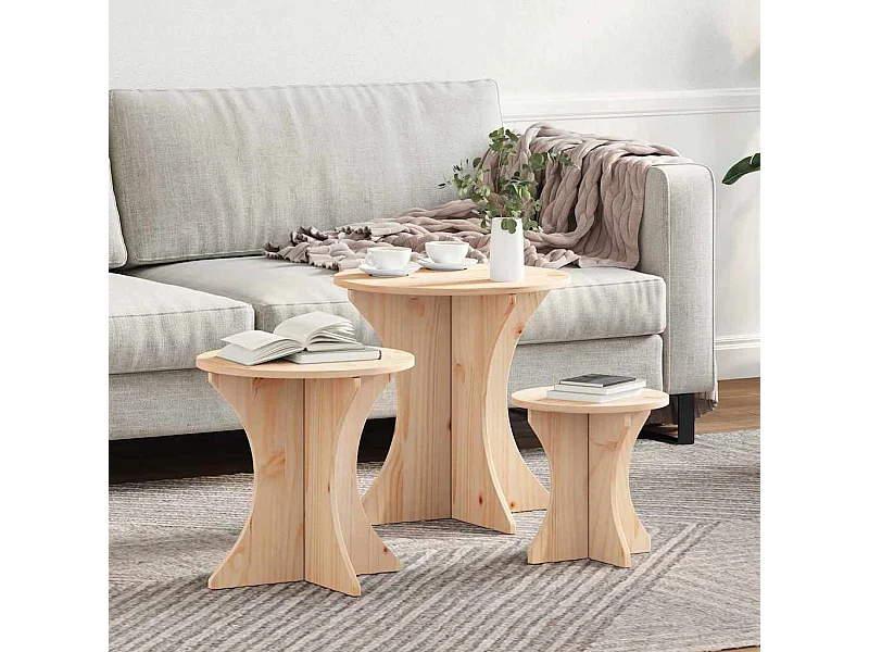 Table basse 3 pièces Naturel 46 x 46 x 47 cm Bois massif en pin