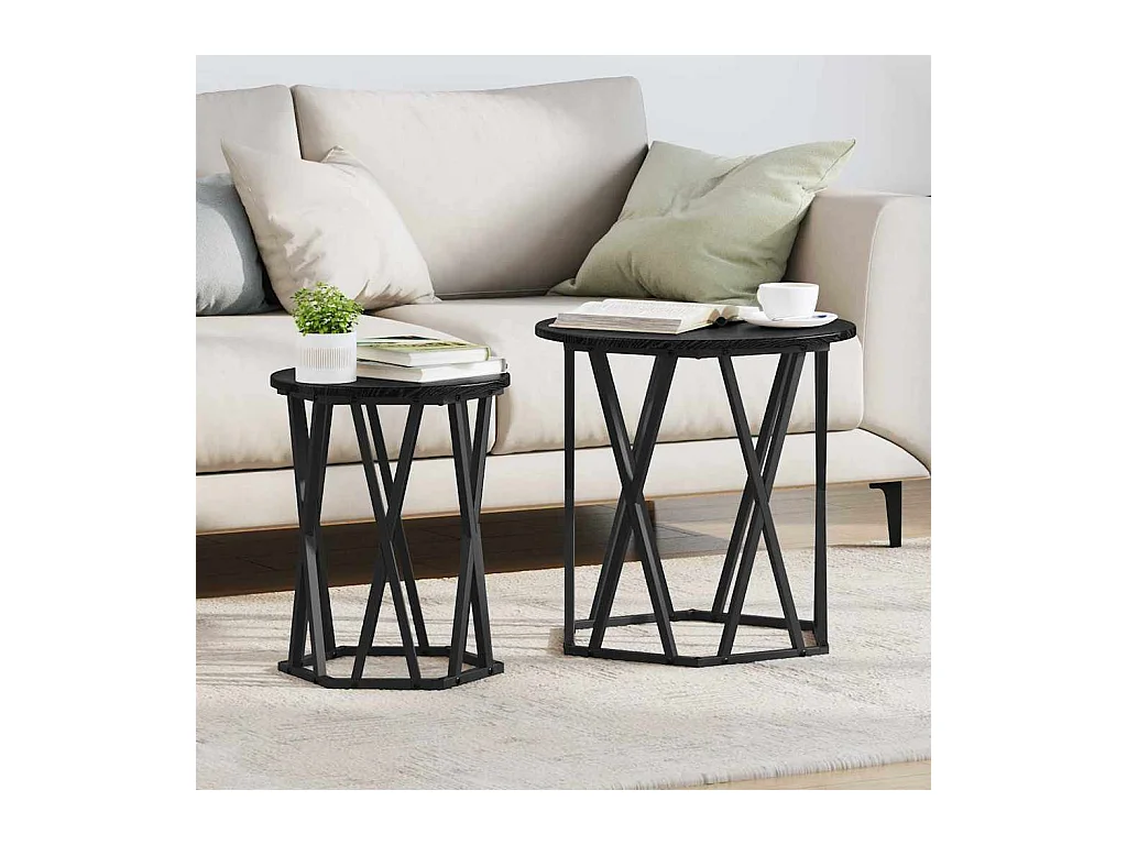 Table basse 2 pièces Chêne noir 50 x 50 x 50 cm