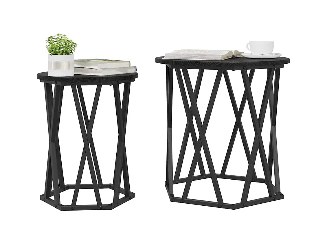 Table basse 2 pièces Chêne noir 50 x 50 x 50 cm