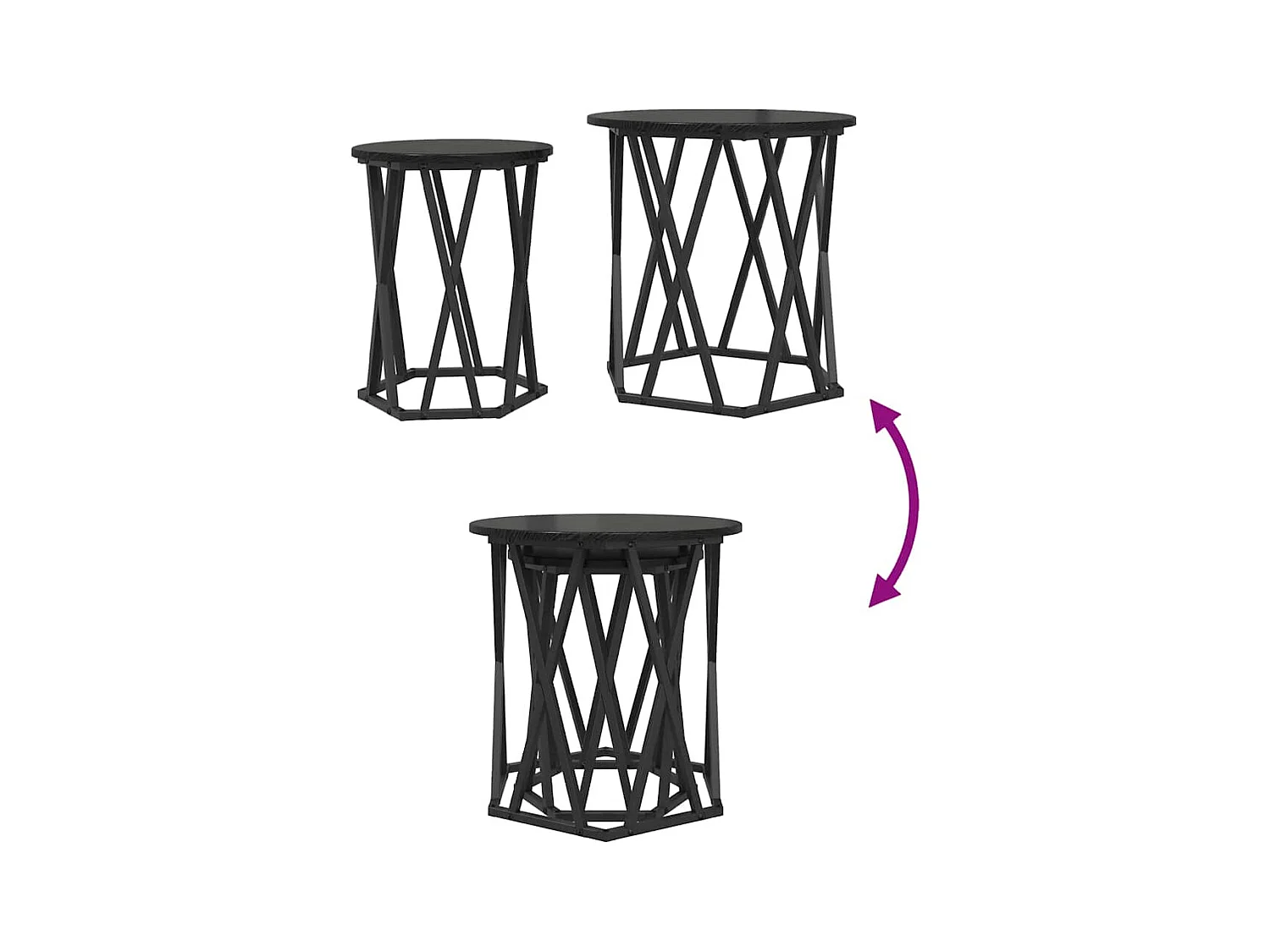 Table basse 2 pièces Chêne noir 50 x 50 x 50 cm