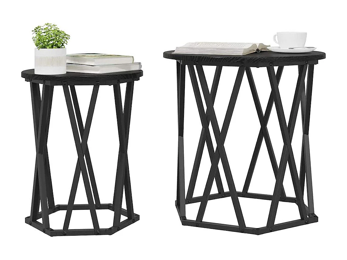 Table basse 2 pièces Chêne noir 50 x 50 x 50 cm