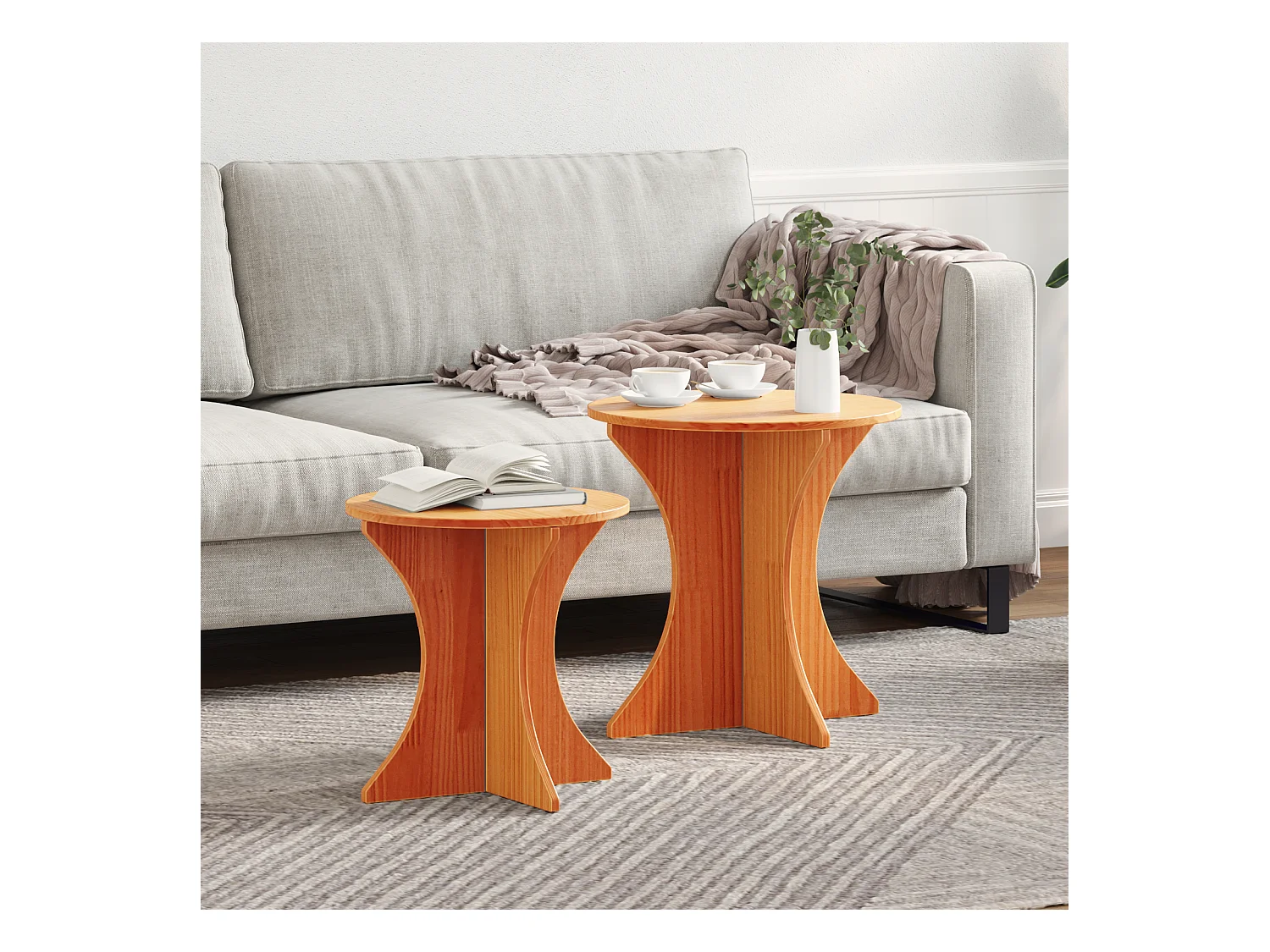 Table basse 2 pièces Marron cire 46 x 46 x 47 cm