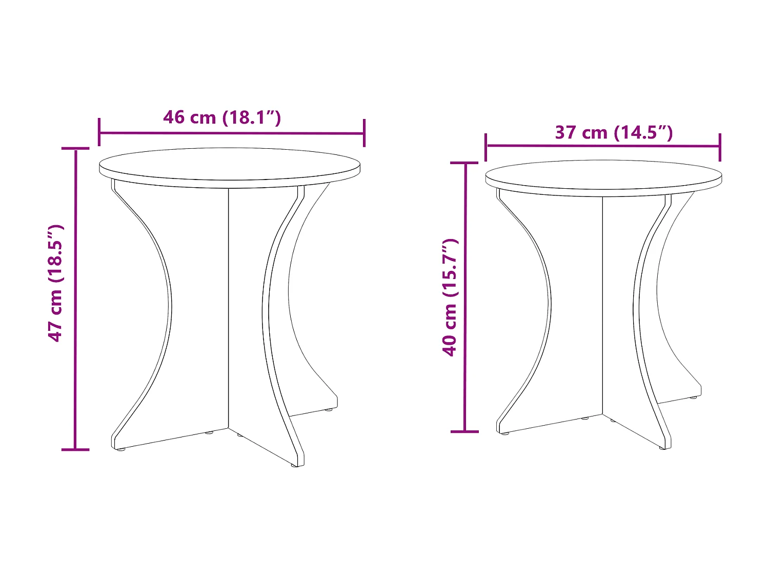 Table basse 2 pièces Marron cire 46 x 46 x 47 cm