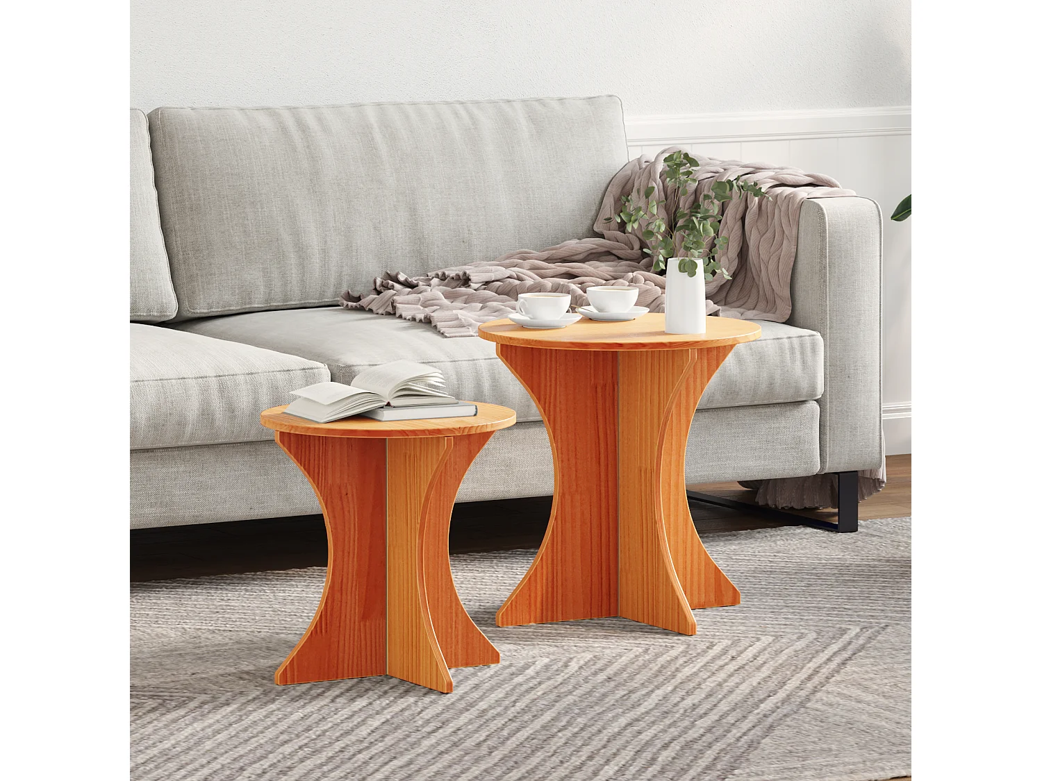 Mesa de centro 2 peças Castanho-mel 46 x 46 x 47 cm